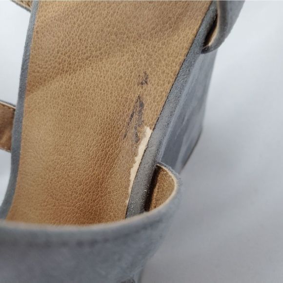 ❤️BRASS PLUM Faux Suede Blue Wedges Size 8M - Picture 7 of 8